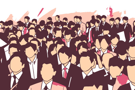 Stylized illustration of crowd of business men and womenのイラスト素材