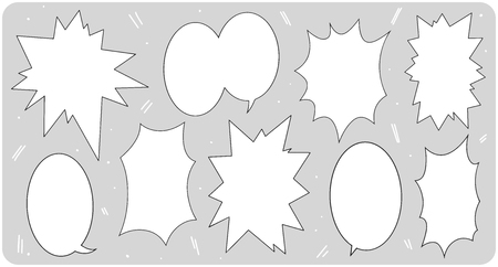 Set of manga comic style chat boxes bubbles in black and whiteのイラスト素材