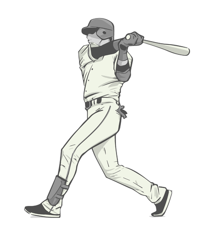 Illustration of baseball player striking with bat during gameのイラスト素材