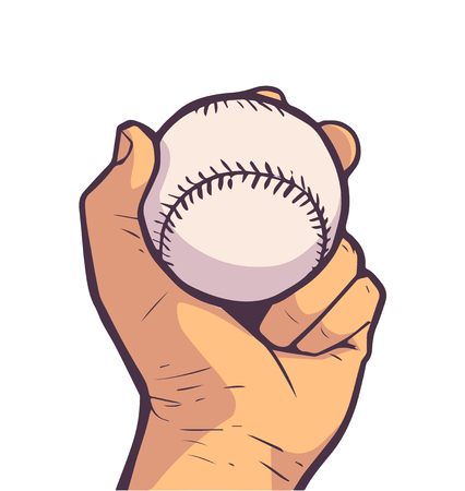 Illustration of baseball held in handのイラスト素材