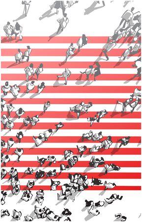 Illustration of city crowd crossing zebraのイラスト素材