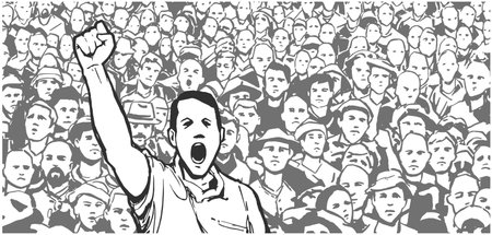 Illustration of demonstrating crowdのイラスト素材