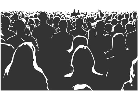 Stylized vector illustration of seated audienceのイラスト素材