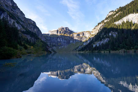 Switzerland Alps Graubuenden Mountain Scenery Lake Panixerの写真素材