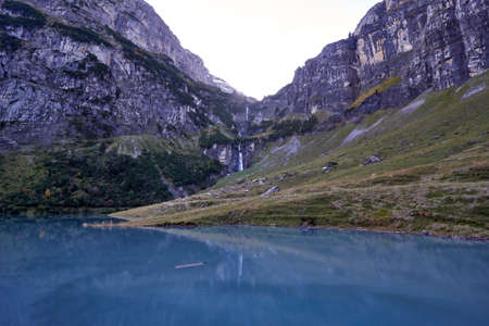 Switzerland Alps Graubuenden Mountain Scenery Lake Panixerの写真素材