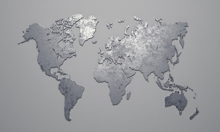 world map silhouette at grey background - Illustrationの写真素材