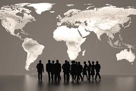 business peoples in front of world map - Illustrationの写真素材