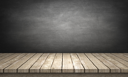 rustic wooden table with grey backgroundの写真素材