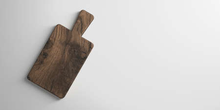 rustic wooden cutting board on table top as template - 3D illustration