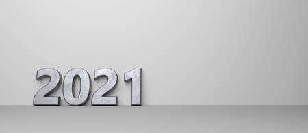 abstract happy new year 2021 symbol - 3D illustrationの写真素材