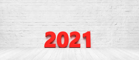 abstract happy near year 2021 symbol - 3D illustrationの写真素材