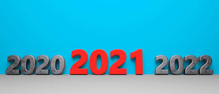 abstract happy near year 2021 symbol - 3D illustrationの写真素材
