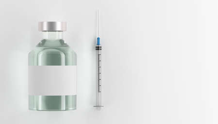 Corona virus vaccine development with ampoule - 3D illustrationの写真素材