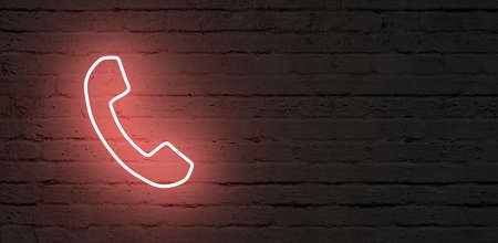 business contact icon symbol for internet with neon light - 3D illustration