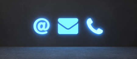 business contact icon symbol for internet with neon light - 3D illustration