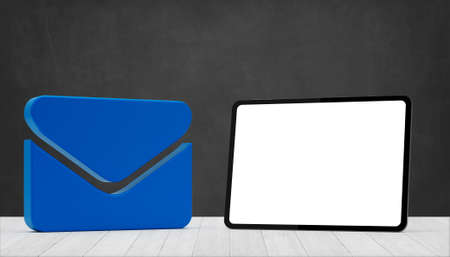 business contact icon symbol for internet with clear tablet as template - 3D Illustrationの写真素材