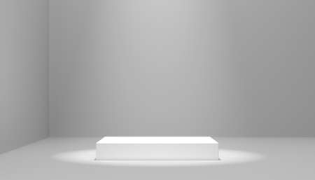 abstract blank podium in emty room with spotlight - 3D Illustrationの写真素材