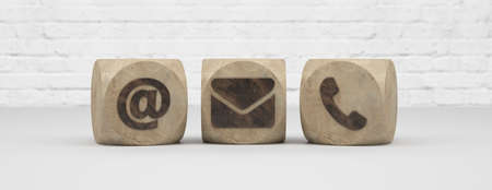 abstract contact icon cubes in front of background - 3D illustration