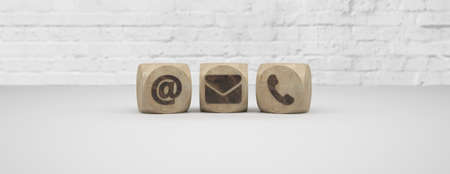 abstract contact icon cubes in front of background - 3D illustration