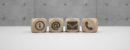 abstract contact icon cubes in front of background - 3D illustration