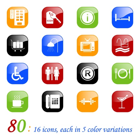 Hotel icons, color seriesのイラスト素材