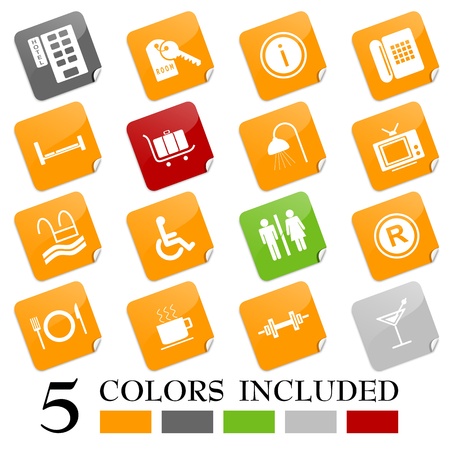 Hotel icons, sticky seriesのイラスト素材