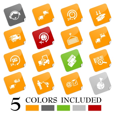 Logistics icons, sticky seriesのイラスト素材