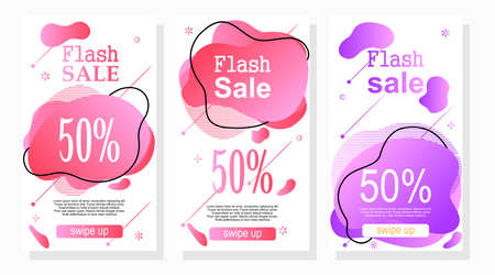 Abstract liquid shape set of labels promotion for social media storiesのイラスト素材