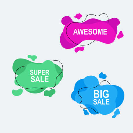 set of speech bubbles with amoeba flat design for promotionのイラスト素材