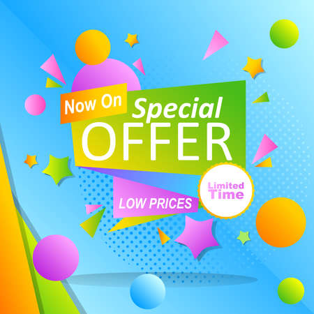 vector illustration special offer banner promotion design with abstract label ribbonのイラスト素材