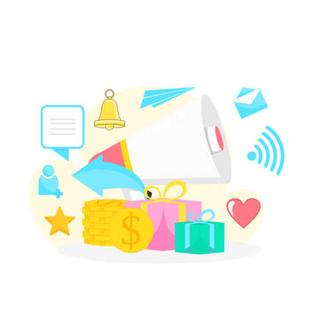 refer a friend background design with flat illustration conceptのイラスト素材