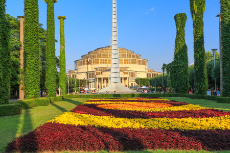A view of the Wroclaw city- century hall in polandのeditorial素材