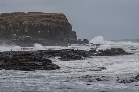 Coastline view during the stormの写真素材
