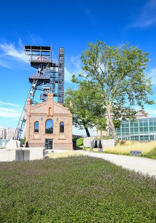 View of the old mine shaft in Katowice city. poland