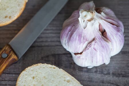 Garlic for the bread / healthy natural vitamin conceptの写真素材