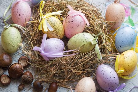Easter eggs on the table