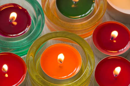Colorful candles / hygge timeの写真素材