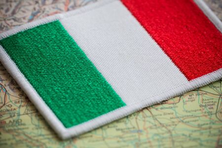 Italy flag on mapの写真素材