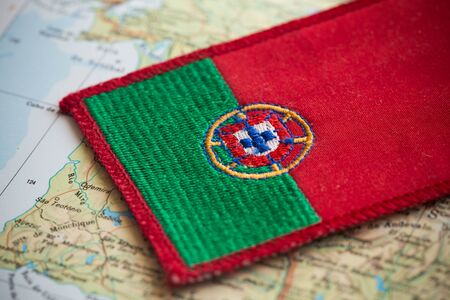 Portugal flag on mapの写真素材