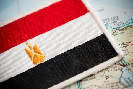 Egypt flag on mapの写真素材