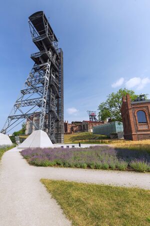 Katowice in Poland / Industrial landscape the old mine shaftの写真素材