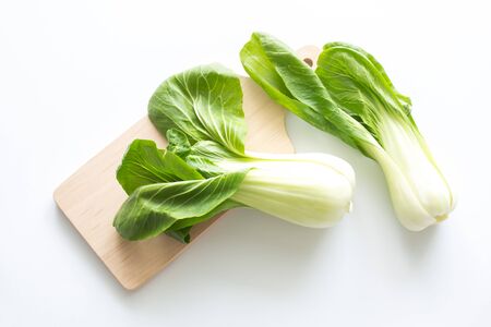pak choi lettuce on the white backgroundの写真素材