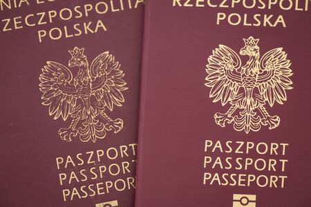 Poland passport / European Union travel documentの写真素材