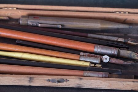 Old school, drafting and drawing accessories / vintageの写真素材