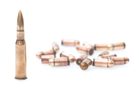 cartridges and scales from various types of weapons