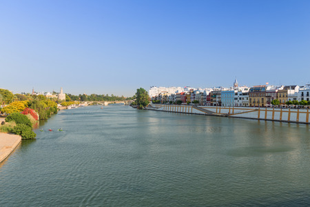 Seville, Waterfront view of the city, Andalusia, Spainの写真素材