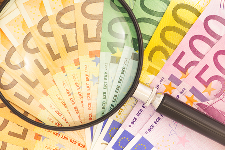 Euro, European money, various denominationsの写真素材