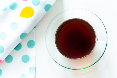 a glass of hot teaの写真素材