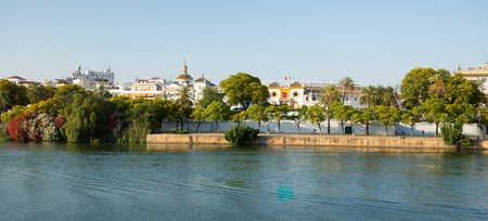 Seville, Waterfront view of the city, Andalusia, Spainの写真素材