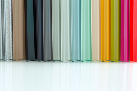 colored glass and glass elements for interior finishingの写真素材